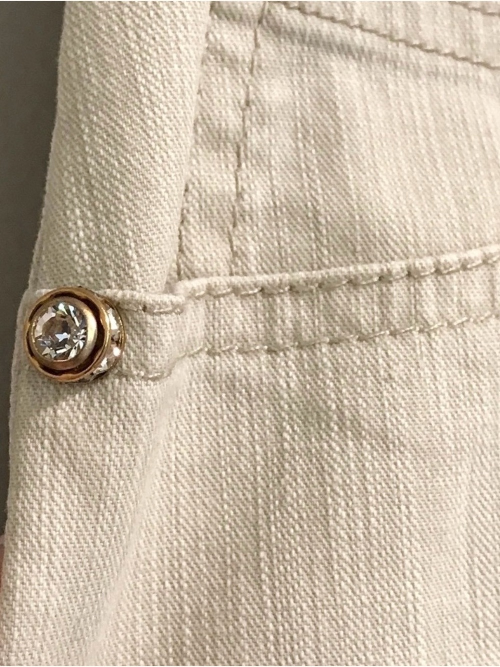 Angelo Marani Italy White Crystal Embellished Stretch Jeans Designer Denim Sz 8 - Picture 9 of 16